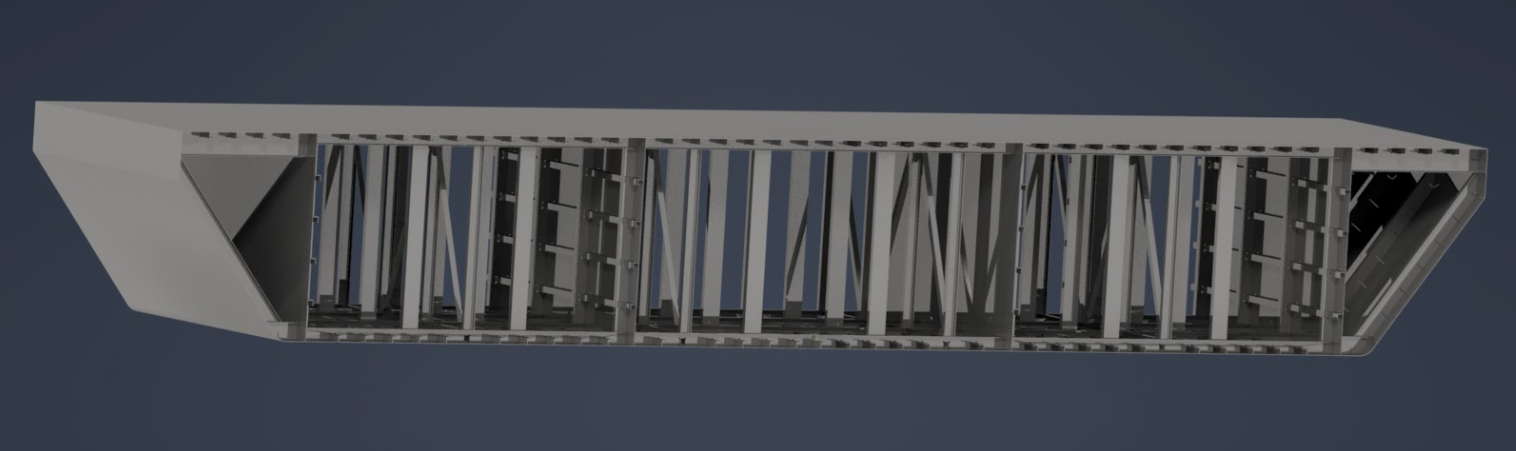 Modelagem 3D de balsa de carga geral desenvolvida pela Nordmar Engenharia Naval